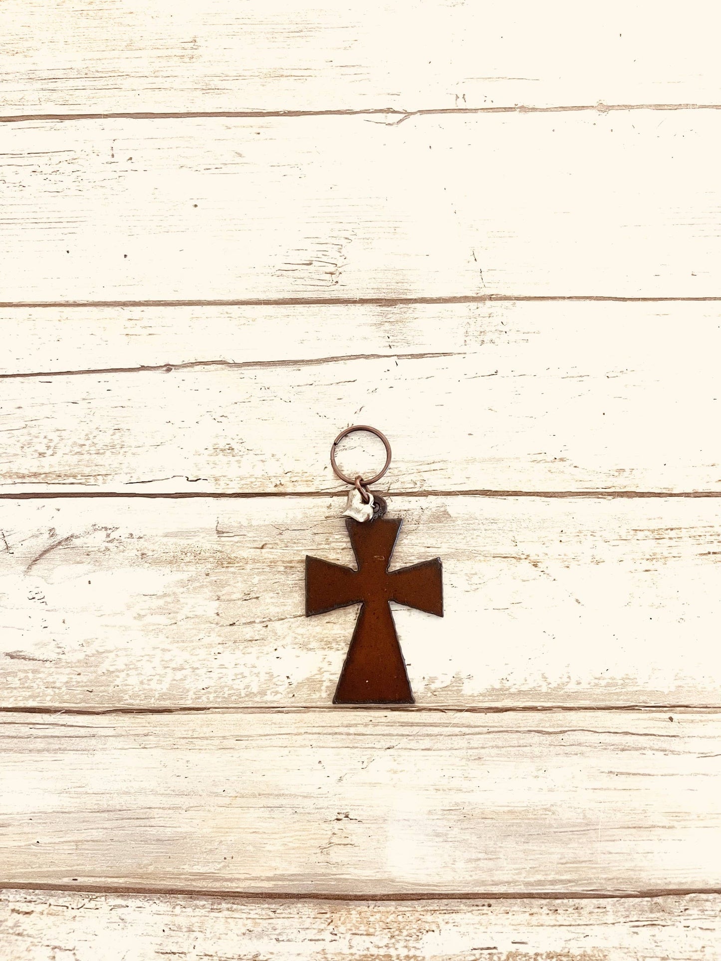 Maltese Solid Cross Keychain Rustic Religious Gift